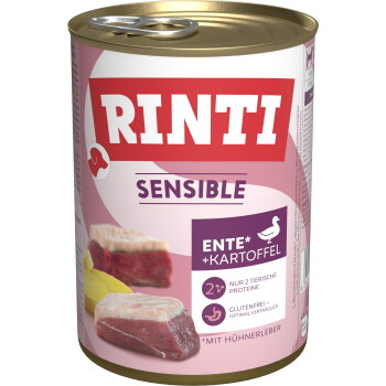 Offizielles Produktfoto: RINTI Sensible Nassfutter Hund, Adult, Dose Ente und Hühnerleber