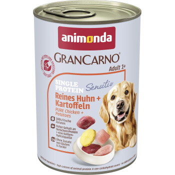 Offizielles Produktfoto: animonda GranCarno Sensitiv Nassfutter Hund Adult, Huhn und Kartoffel