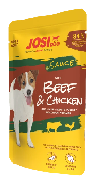 Offizielles Produktbild: JosiDog Mini Beef & Chicken in Sauce