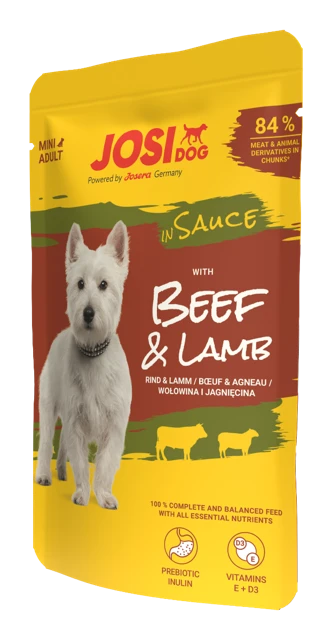 Offizielles Produktbild: JosiDog Mini Beef & Lamb in Sauce